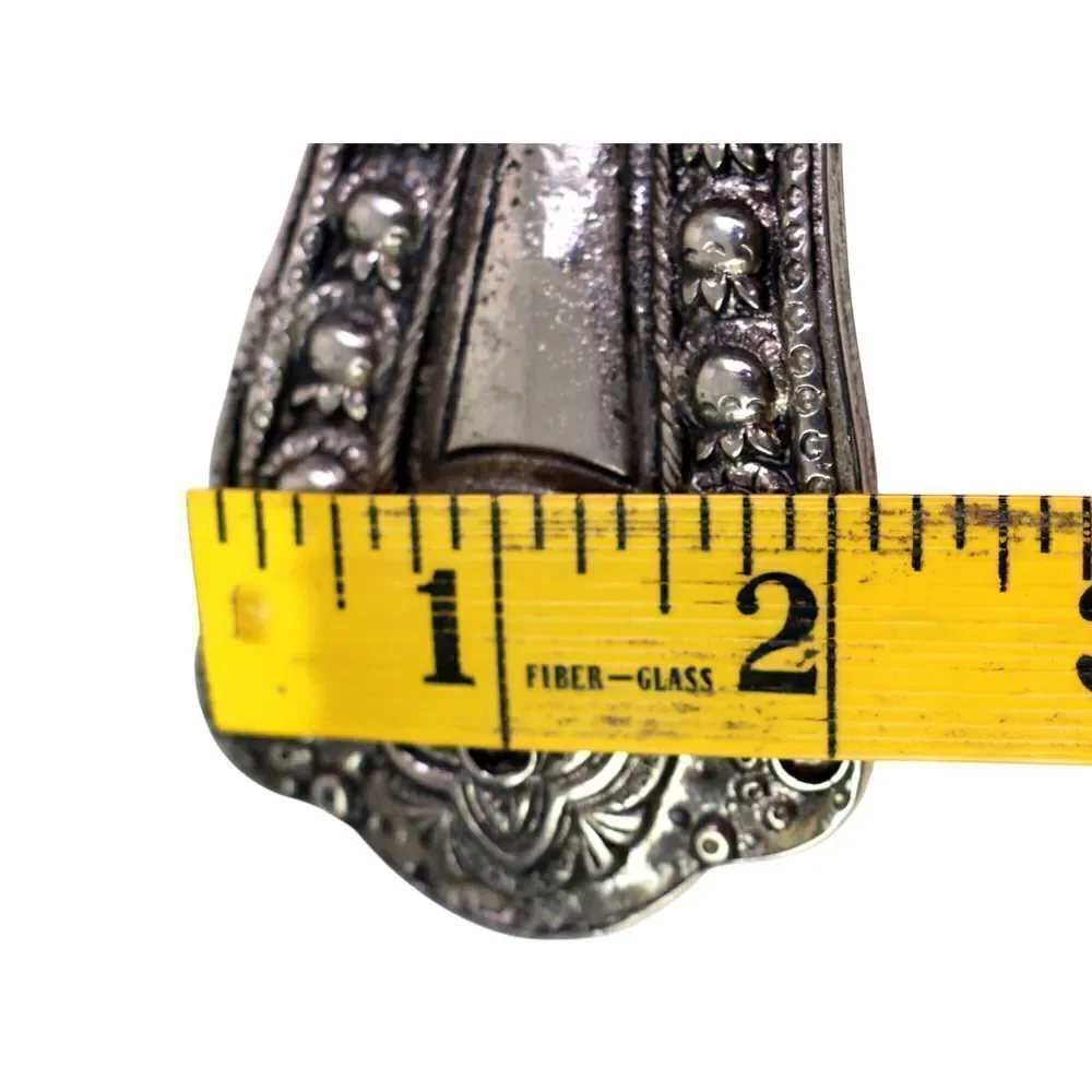 EMBELLISHED WHITE REAL LEATHER METAL 1 1/8